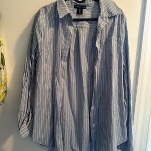 Striped Button-Up Shirt with shorts